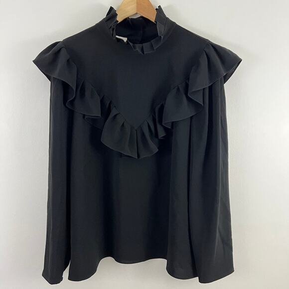 Lafayette 148 Blouse Ruffle High Neck Button Back Women Size XXL NEW - Picture 10 of 13